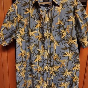 Harbor Bay bird of paradise aloha shirt 2xxlt blue tan green